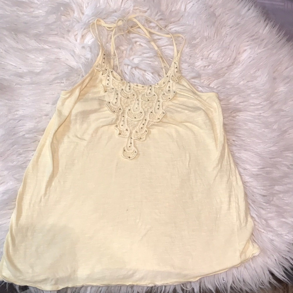 EUC kenar pastel yellow top